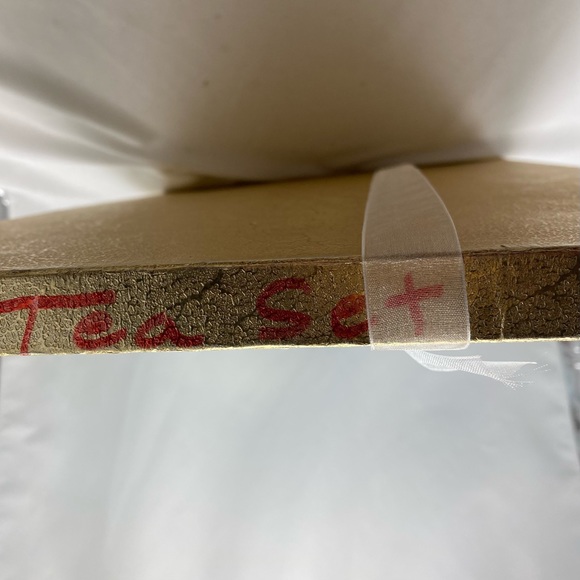 Vintage 50s Hostess Tea Set with Apron Pastel Blue with Lace Trim 12 pc Set - Picture 7 of 7